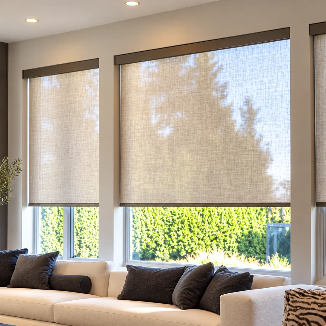 Cortinas roller en ventanal